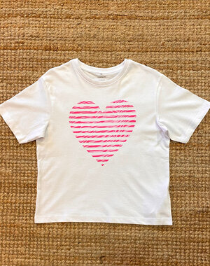 NAME IT Name It - Fahiraz Heart Shirt - White/Zebra Pink