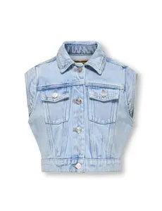 ONLY GIRLS ONLY - Brody Girls Denim Gilet - Light Blue Denim