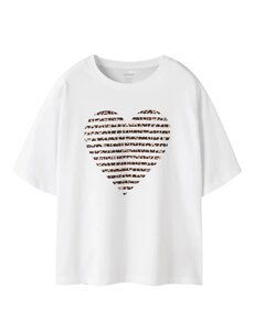 NAME IT Name It - Fahiraz Heart Shirt - White/Leopard Brown