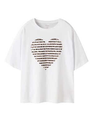 NAME IT Name It - Fahiraz Heart Shirt - White/Leopard Brown