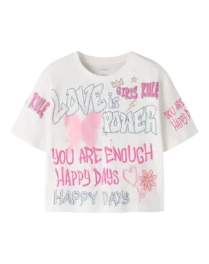 NAME IT Name It - Fosiaz Love is Power Shirt - White
