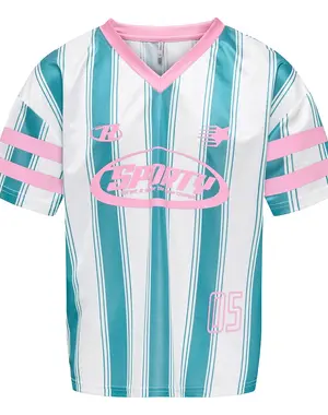 ONLY GIRLS ONLY - Lula Sporty Striped Shirt - Ocean/White