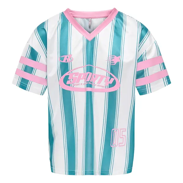 ONLY GIRLS ONLY - Lula Sporty Striped Shirt - Ocean/White