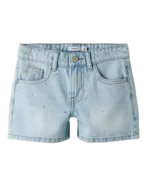NAME IT Name It - Rose Rhine Short with Sparkle - Light Blue Denim