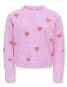 ONLY GIRLS Only - Rica Heart Sweater - Pink/Red