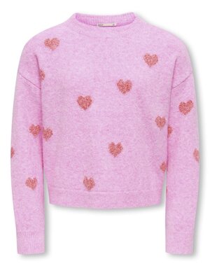 ONLY GIRLS Only - Rica Heart Sweater - Pink/Red