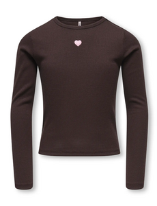 ONLY GIRLS Only - Elva Heart Longsleeve - Coffee Bean/Pink