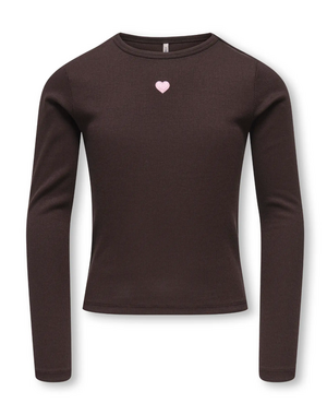 ONLY GIRLS Only - Elva Heart Longsleeve - Coffee Bean/Pink