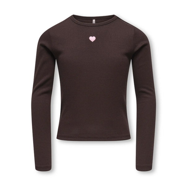ONLY GIRLS Only - Elva Heart Longsleeve - Coffee Bean/Pink