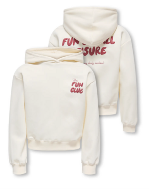 ONLY GIRLS Only - Fun Club Hoodie - White/Bordeaux