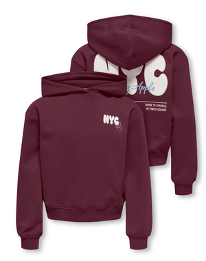 ONLY GIRLS Only - NYC Hoodie - Bordeaux/White