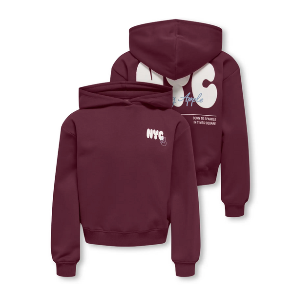 ONLY GIRLS Only - NYC Hoodie - Bordeaux/White