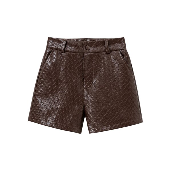 Stylish Leather Short - Brown