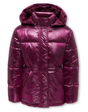 ONLY GIRLS Only - Shiny Puffer Coat - Bordeaux