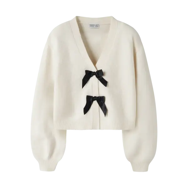 NAME IT Name It - Rina Vest with Black Bows - Off White