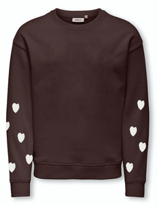 ONLY GIRLS Only - Marisa Sweater with Teddy Hearts - Coffee Brown