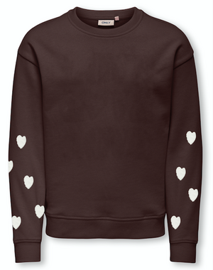 ONLY GIRLS Only - Marisa Sweater with Teddy Hearts - Coffee Brown