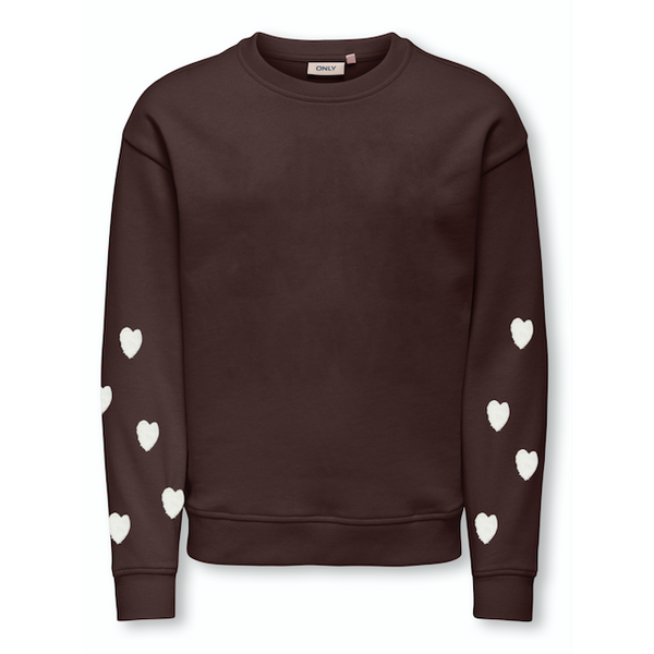ONLY GIRLS Only - Marisa Sweater with Teddy Hearts - Coffee Brown
