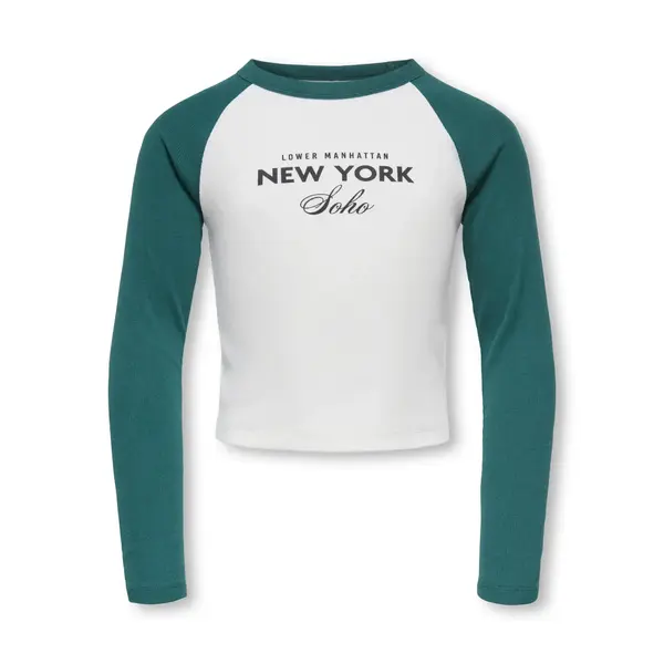 ONLY GIRLS Only - Lucky New York Longsleeve Top - Green/Off White