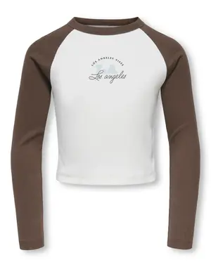ONLY GIRLS Only - Lucky Los Angeles Longsleeve Top - Brown/Off White