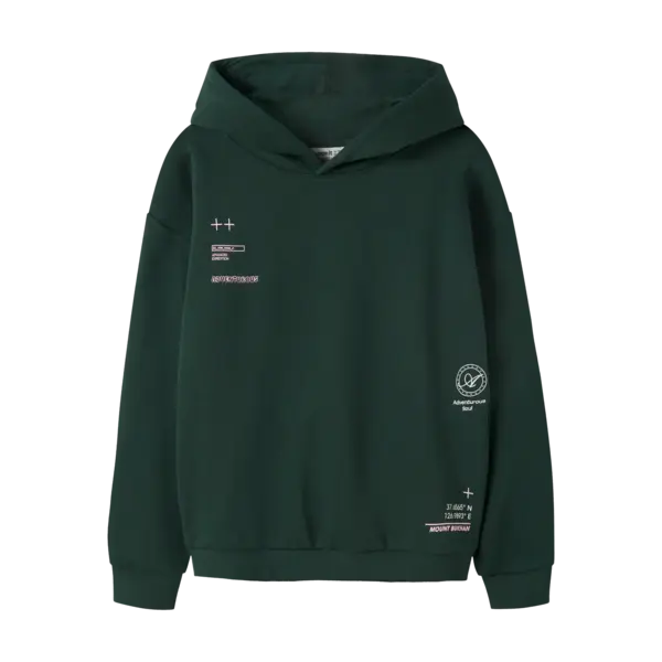 NAME IT Name It -  Adventurous Sweat Hoodie - Deep Green/Pink