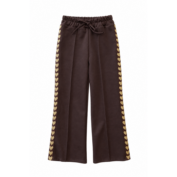 Sporty Heart Pants - Brown/Gold