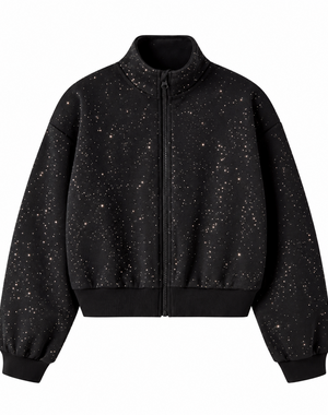 NAME IT Name It - Comfy Sparkle Bomber - Black/Silver