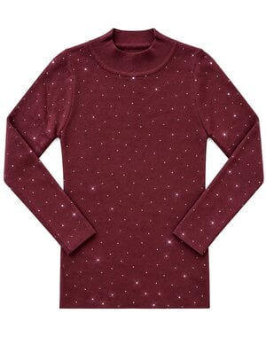  Sara Sparkle Top - Bordeaux/Diamond