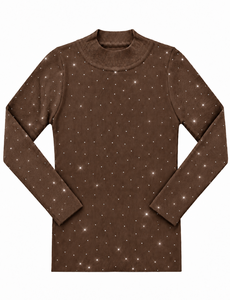  Sara Sparkle Top - Brown/Diamond