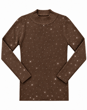  Sara Sparkle Top - Brown/Diamond