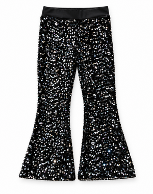  Sequin Sparkle Flared - Black/Silver