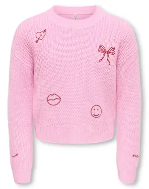 ONLY GIRLS Only - Justy Pattern Sweater - Pink/Red