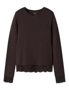 NAME IT Name It - Rosima Top with Lace - Brown