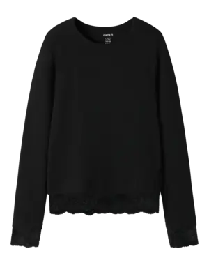 NAME IT Name It - Rosima Top with Lace - Black