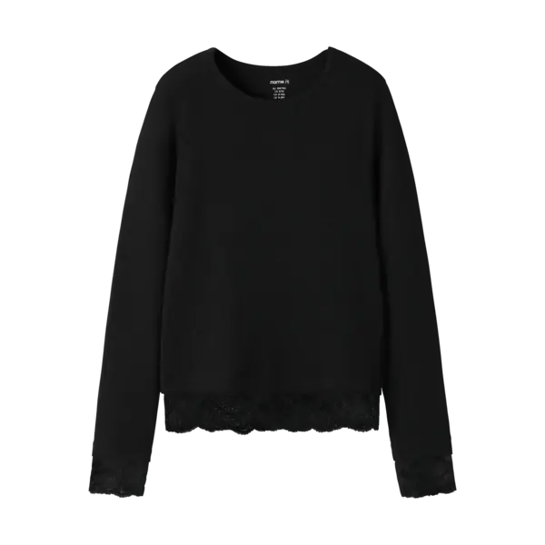 NAME IT Name It - Rosima Top with Lace - Black