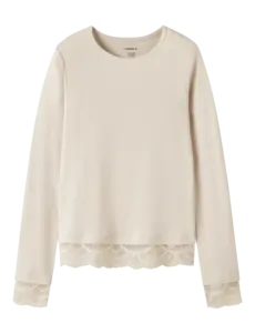 NAME IT Name It - Rosima Top with Lace - Beige