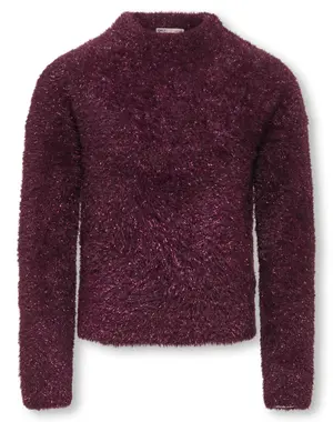 ONLY GIRLS Only - Piumo Fluffy Glitter Sweater - Bordeaux/Magenta