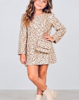  Sequin Sparkle Dress - Beige/Gold