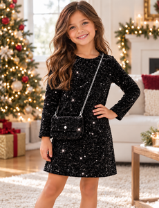  Sequin Sparkle Dress - Black/Black