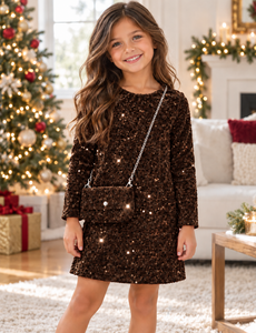  Sequin Sparkle Dress - Brown