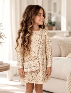  Sequin Sparkle Dress - Beige/Gold