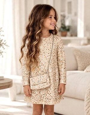  Sequin Sparkle Dress - Beige/Gold
