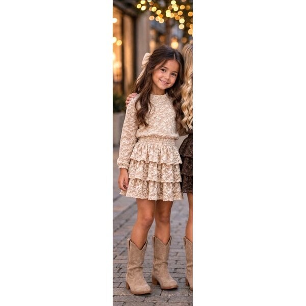 Luna Lace Set with Skort & Top - Beige