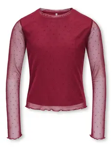 ONLY GIRLS Only - Jada Rhinestone Mesh Top - Bordeaux Red