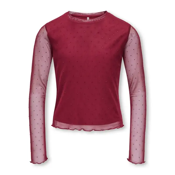 ONLY GIRLS Only - Jada Rhinestone Mesh Top - Bordeaux Red