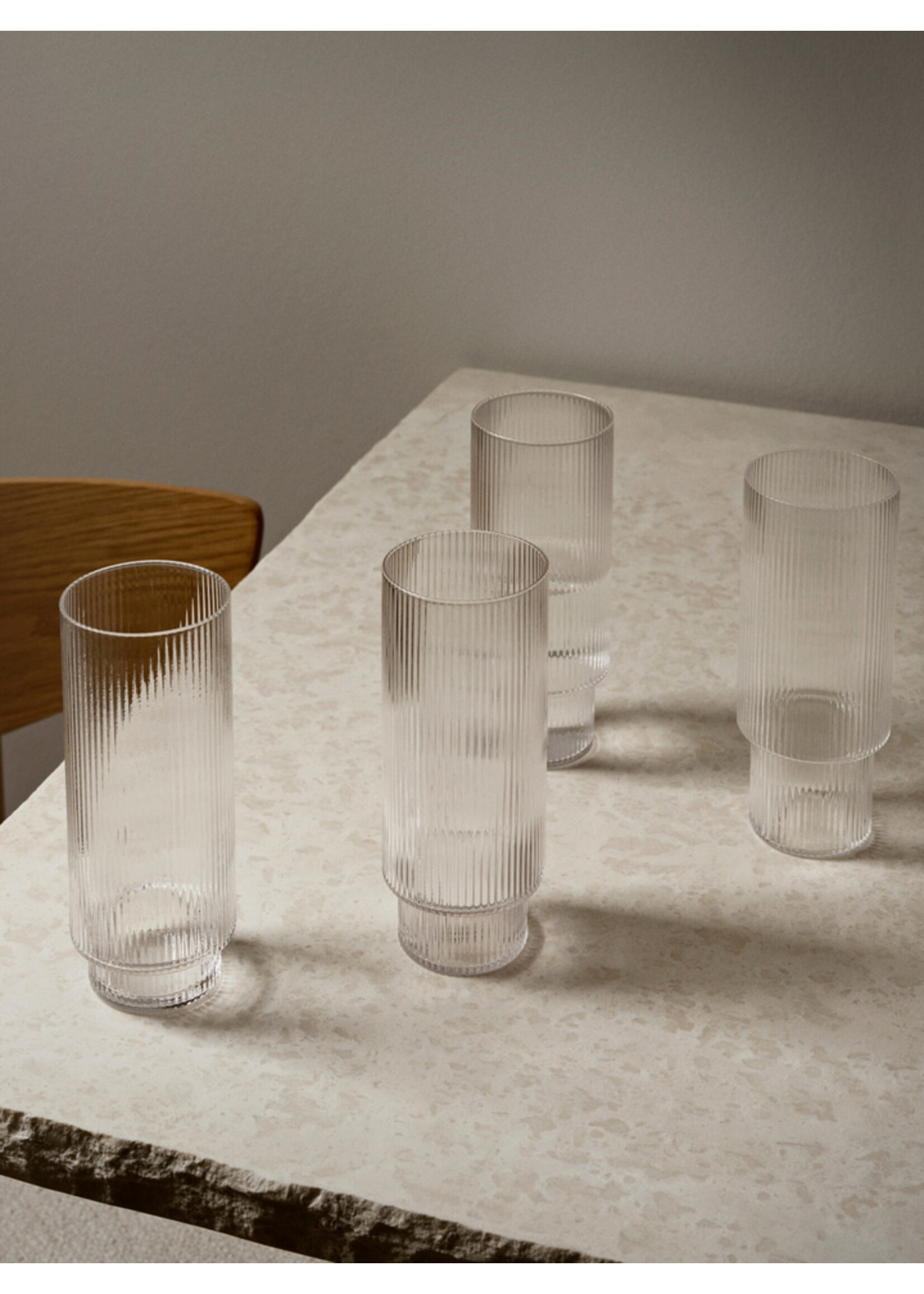 Ferm Living Ripple Lange Glazen – Set van 4
