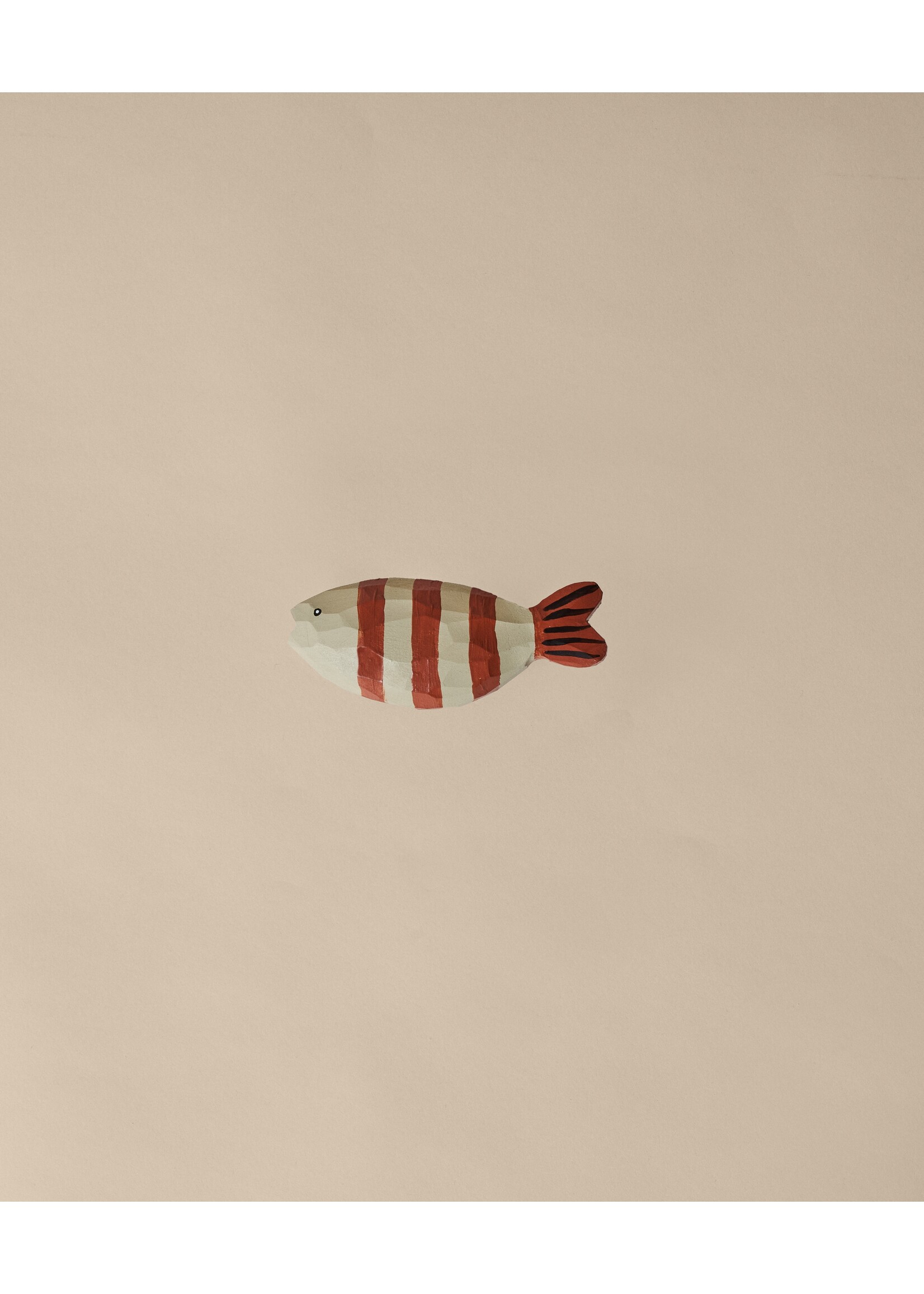 Ferm Living Wandhaakje Harbour - Fish gestreept rood/beige