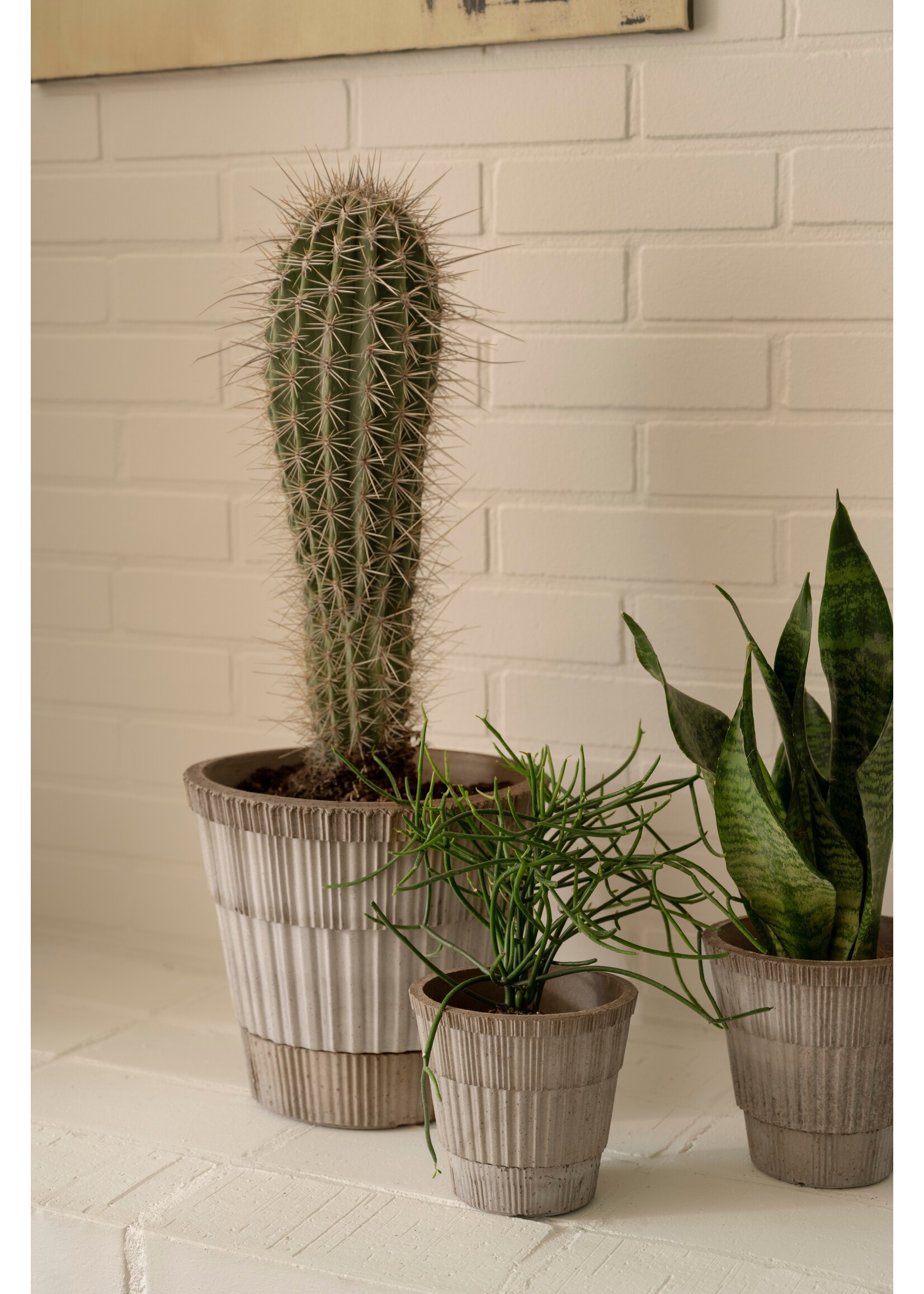Bergs Potter Atlas raw Grey - set pot en schotel Ø18 cm