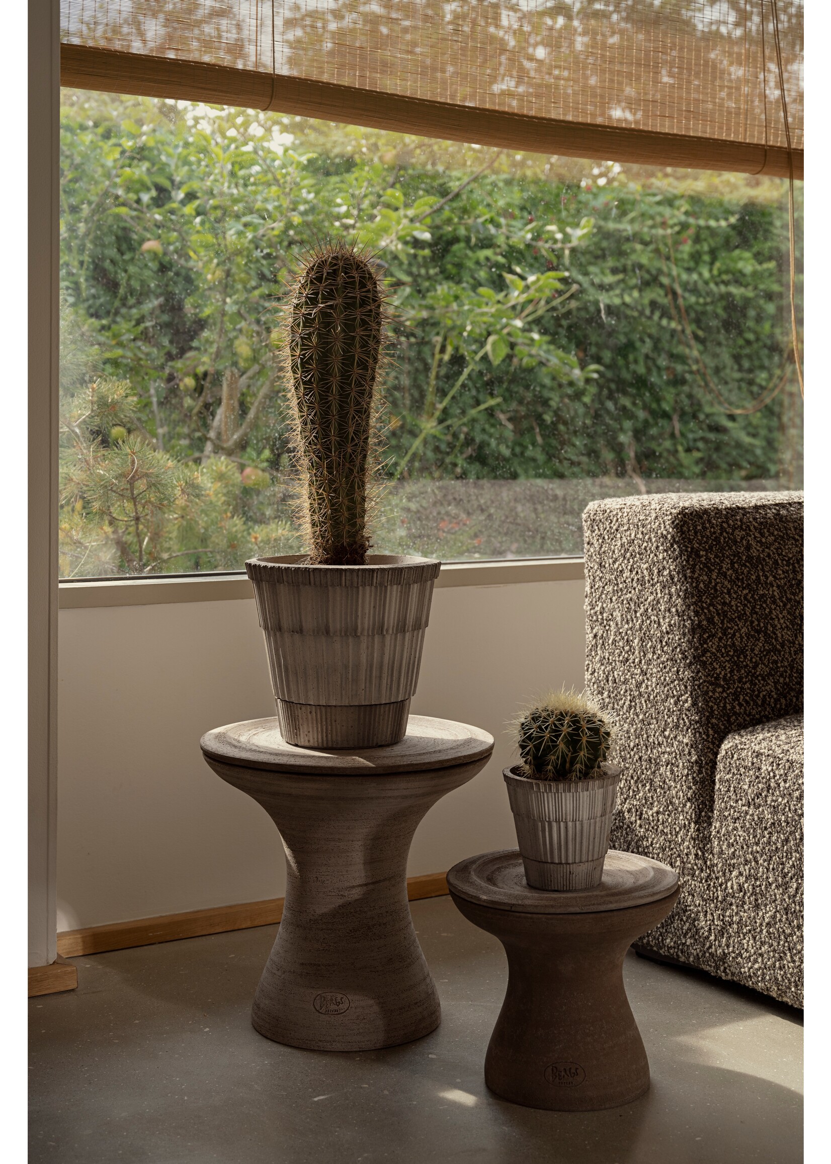 Bergs Potter Atlas raw Grey - set pot en schotel Ø18 cm