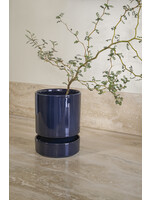 Bergs Potter Hoff Glazed - set pot en schotel Saphhire Blue Ø12 cm